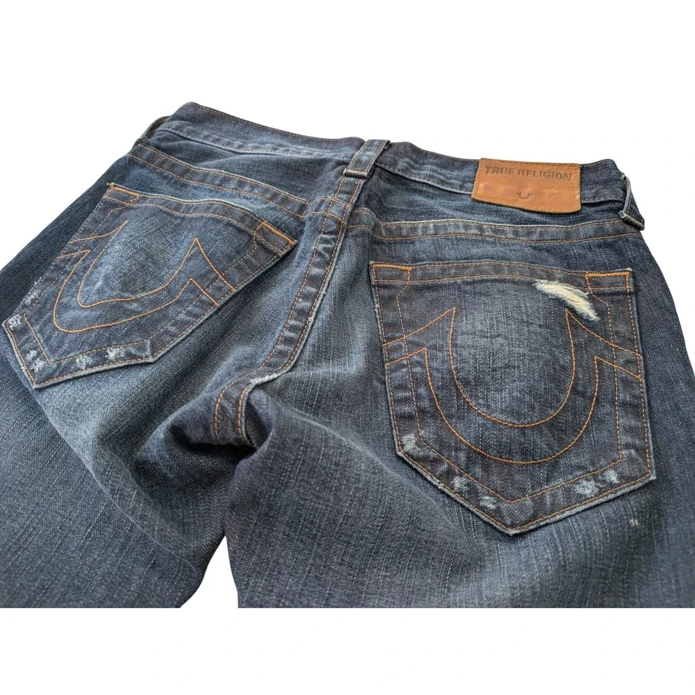 True Religion‎ Rocco Relaxed Skinny Distressed Dark Wash Denim Jeans Mens 28 USA